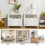 Jennifer 2 - Drawer Nightstand with Built-In Outlets and Pull-out Tray by HULALA HOME