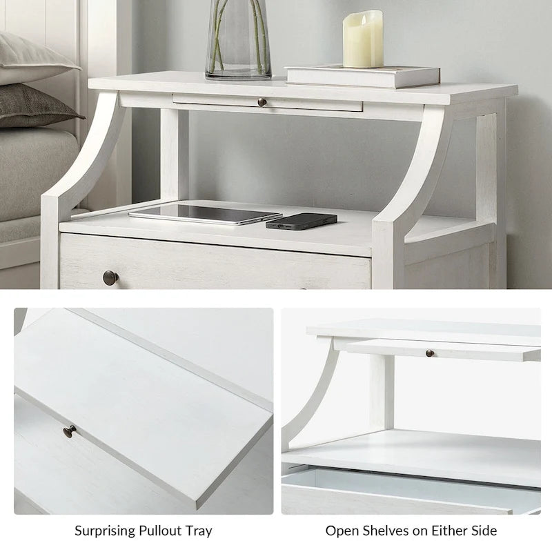 Jennifer 2 - Drawer Nightstand with Built-In Outlets and Pull-out Tray by HULALA HOME