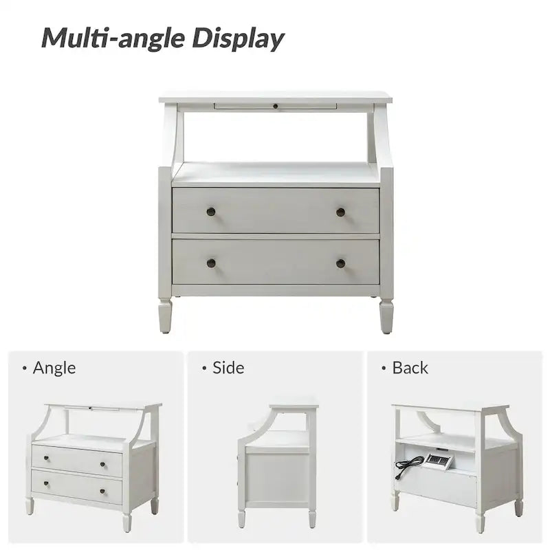 Jennifer 2 - Drawer Nightstand with Built-In Outlets and Pull-out Tray by HULALA HOME