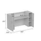 Reception Desk Large Front Counter Table w/ Adjustable Shelf by Timechee
