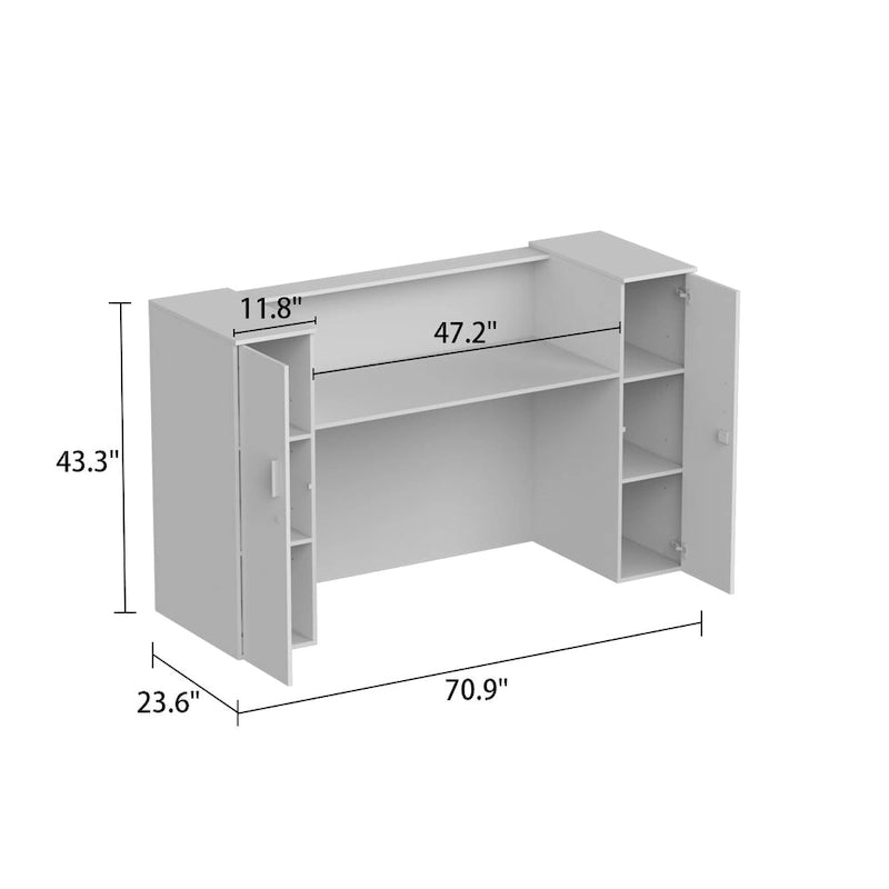 Reception Desk Large Front Counter Table w/ Adjustable Shelf by Timechee