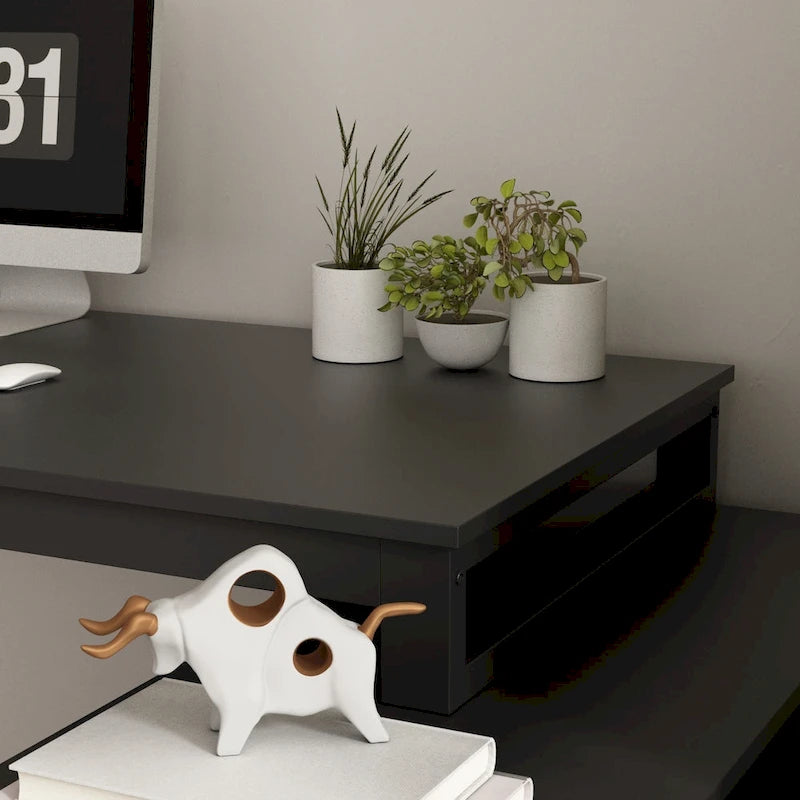 3-Drawer L-Shape Executive Desk Computer Tables With Storage Cabinet