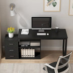 3-Drawer L-Shape Executive Desk Computer Tables With Storage Cabinet