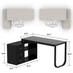 3-Drawer L-Shape Executive Desk Computer Tables With Storage Cabinet