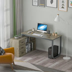 3-Drawer L-Shape Executive Desk Computer Tables With Storage Cabinet