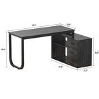 3-Drawer L-Shape Executive Desk Computer Tables With Storage Cabinet
