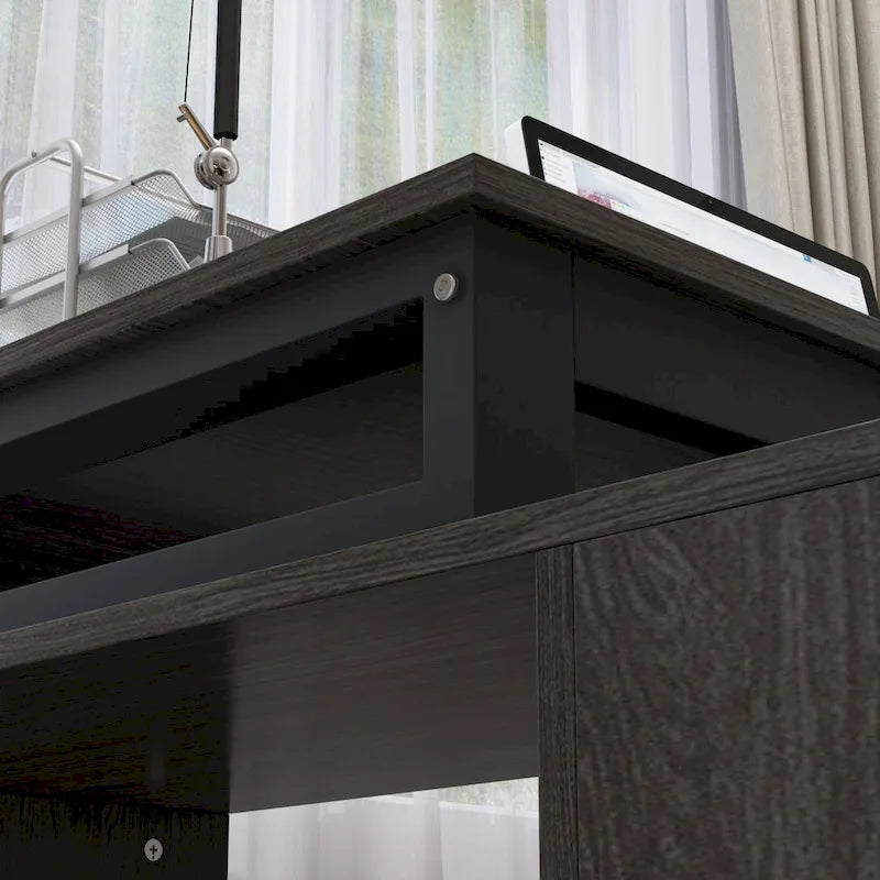 3-Drawer L-Shape Executive Desk Computer Tables With Storage Cabinet