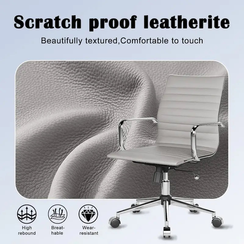 CAROCC Ribbed Computer Office Chair Swivel Lift tilt function Ergonomic Premium Leather Desk Armchair