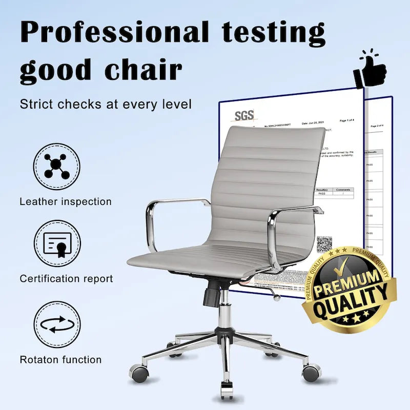 CAROCC Ribbed Computer Office Chair Swivel Lift tilt function Ergonomic Premium Leather Desk Armchair