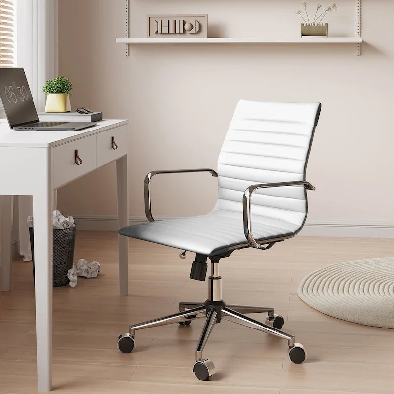 CAROCC Ribbed Computer Office Chair Swivel Lift tilt function Ergonomic Premium Leather Desk Armchair