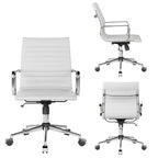 CAROCC Ribbed Computer Office Chair Swivel Lift tilt function Ergonomic Premium Leather Desk Armchair