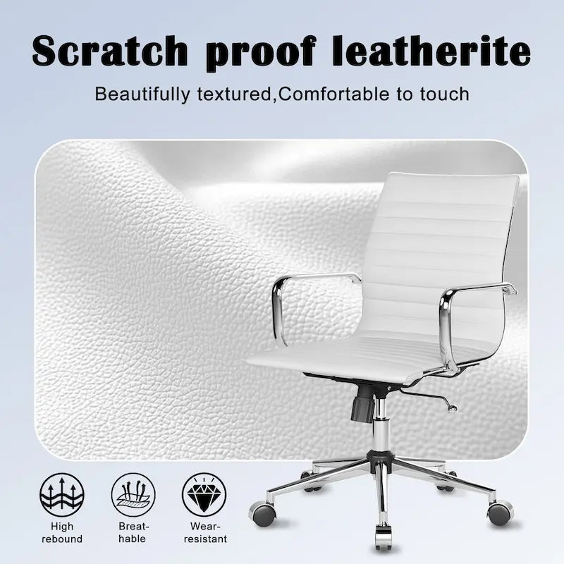 CAROCC Ribbed Computer Office Chair Swivel Lift tilt function Ergonomic Premium Leather Desk Armchair