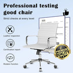 CAROCC Ribbed Computer Office Chair Swivel Lift tilt function Ergonomic Premium Leather Desk Armchair