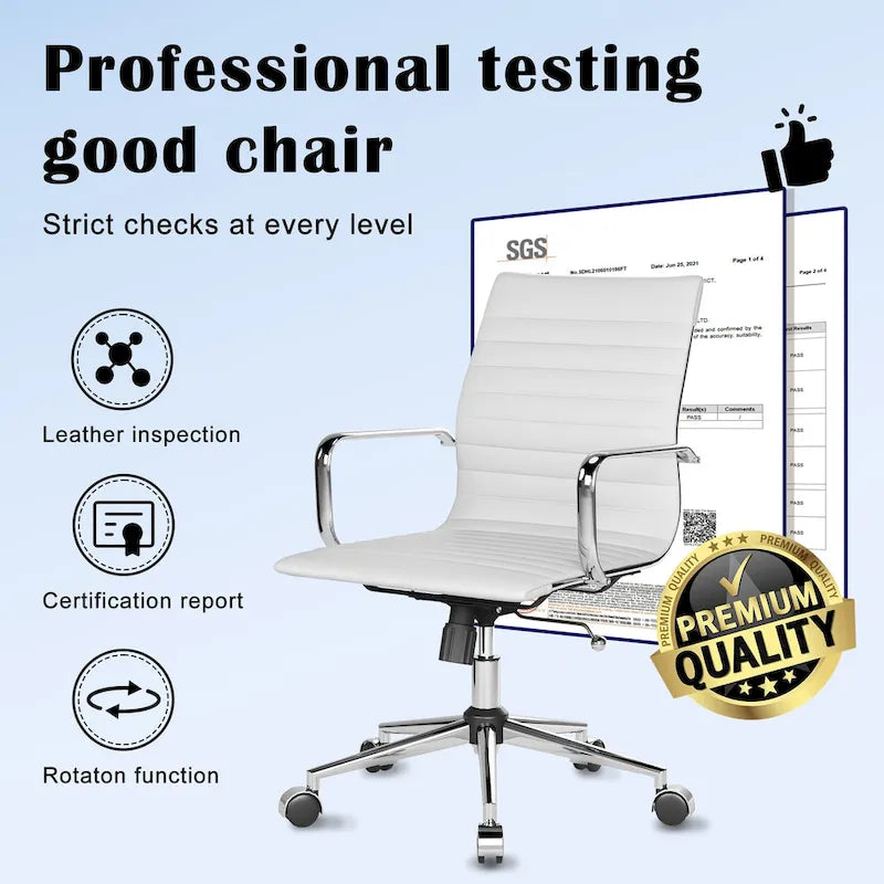CAROCC Ribbed Computer Office Chair Swivel Lift tilt function Ergonomic Premium Leather Desk Armchair