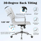 CAROCC Ribbed Computer Office Chair Swivel Lift tilt function Ergonomic Premium Leather Desk Armchair