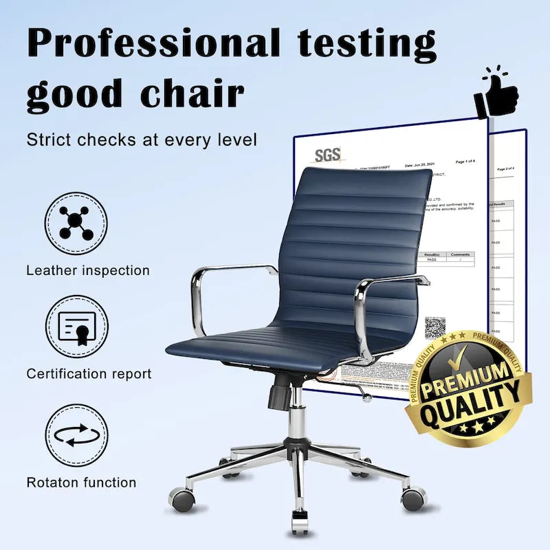 CAROCC Ribbed Computer Office Chair Swivel Lift tilt function Ergonomic Premium Leather Desk Armchair