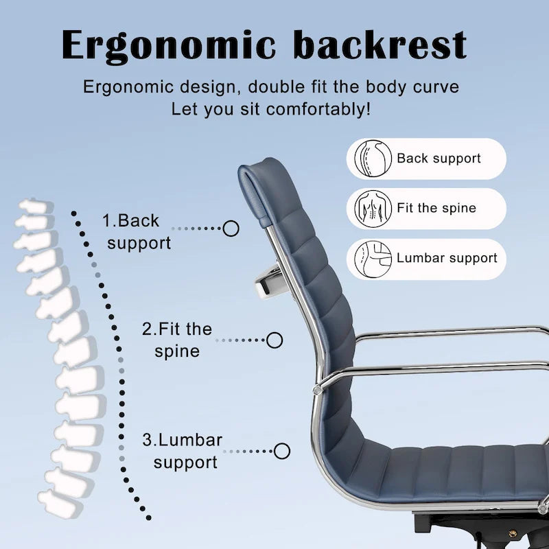 CAROCC Ribbed Computer Office Chair Swivel Lift tilt function Ergonomic Premium Leather Desk Armchair