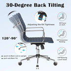 CAROCC Ribbed Computer Office Chair Swivel Lift tilt function Ergonomic Premium Leather Desk Armchair