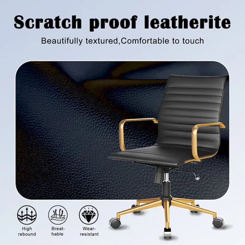 CAROCC Ribbed Computer Office Chair Swivel Lift tilt function Ergonomic Premium Leather Desk Armchair