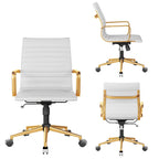CAROCC Ribbed Computer Office Chair Swivel Lift tilt function Ergonomic Premium Leather Desk Armchair