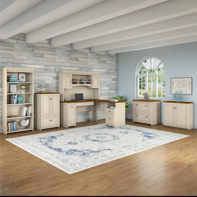 Fairview L Shaped Desk with Hutch and File Cabinet by Bush Furniture