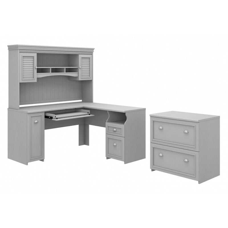 Fairview L Shaped Desk with Hutch and File Cabinet by Bush Furniture