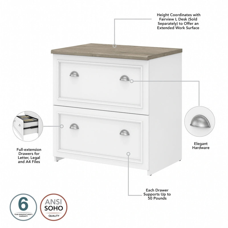 Fairview L Shaped Desk with Hutch and File Cabinet by Bush Furniture