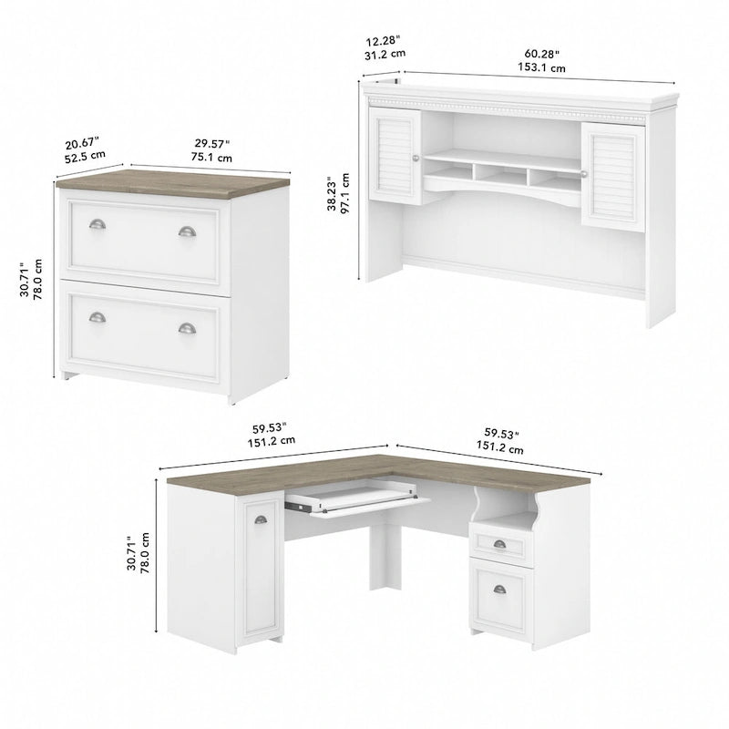 Fairview L Shaped Desk with Hutch and File Cabinet by Bush Furniture