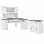 Fairview L Shaped Desk with Hutch and File Cabinet by Bush Furniture
