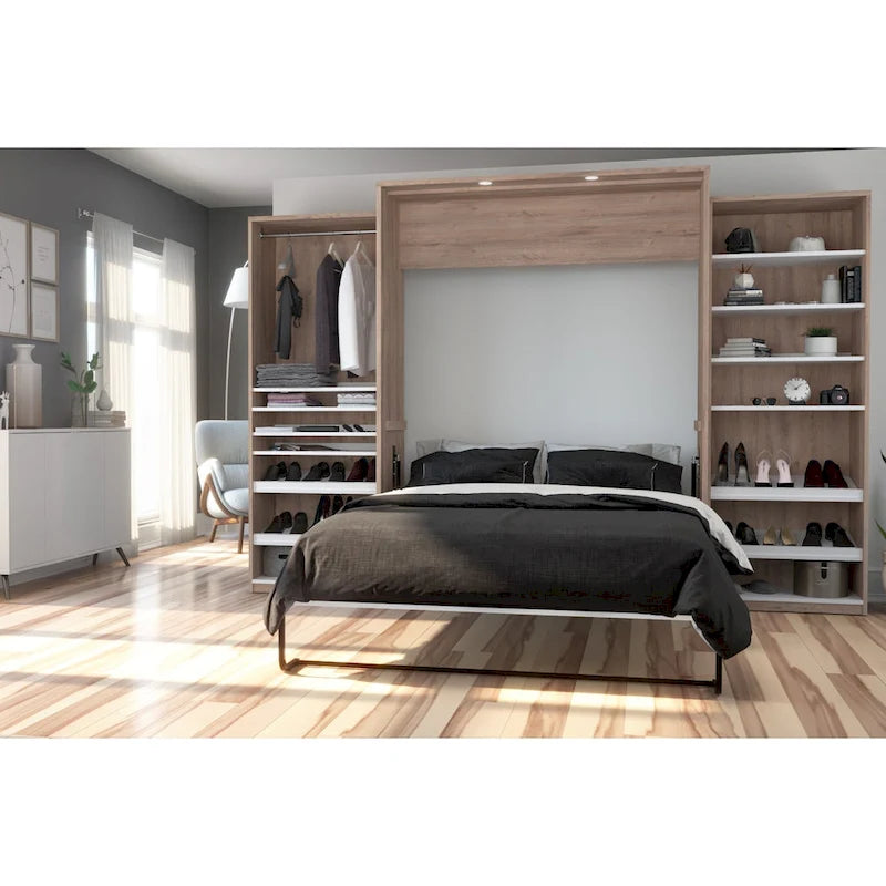 Cielo 125W Queen Murphy Bed with 2 Shelving Units by Bestar