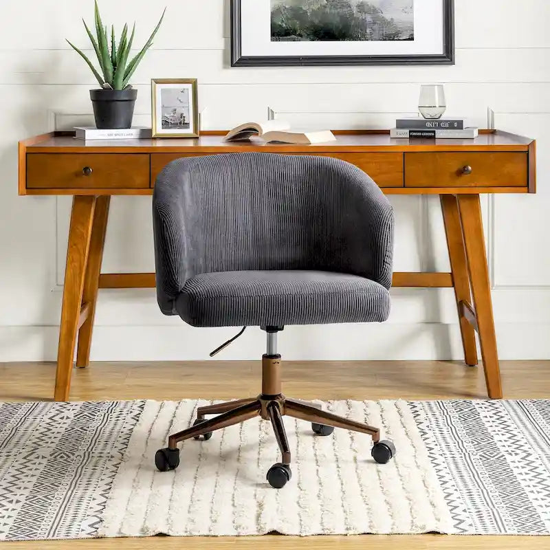 Astore Modern Corduroy Ergonomic Barrel Swivel Office Chair with Height-Adjustable by HULALA HOME
