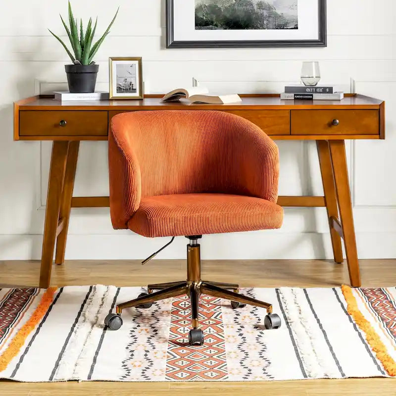 Astore Modern Corduroy Ergonomic Barrel Swivel Office Chair with Height-Adjustable by HULALA HOME