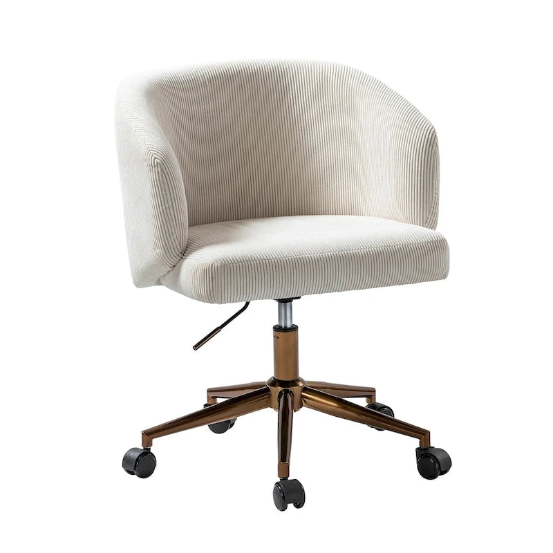 Astore Modern Corduroy Ergonomic Barrel Swivel Office Chair with Height-Adjustable by HULALA HOME