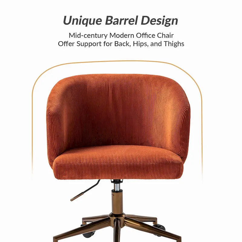 Astore Modern Corduroy Ergonomic Barrel Swivel Office Chair with Height-Adjustable by HULALA HOME