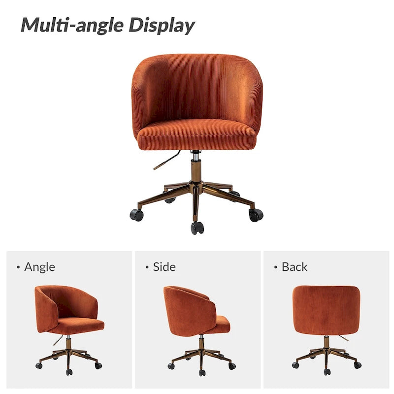 Astore Modern Corduroy Ergonomic Barrel Swivel Office Chair with Height-Adjustable by HULALA HOME