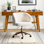 Astore Modern Corduroy Ergonomic Barrel Swivel Office Chair with Height-Adjustable by HULALA HOME
