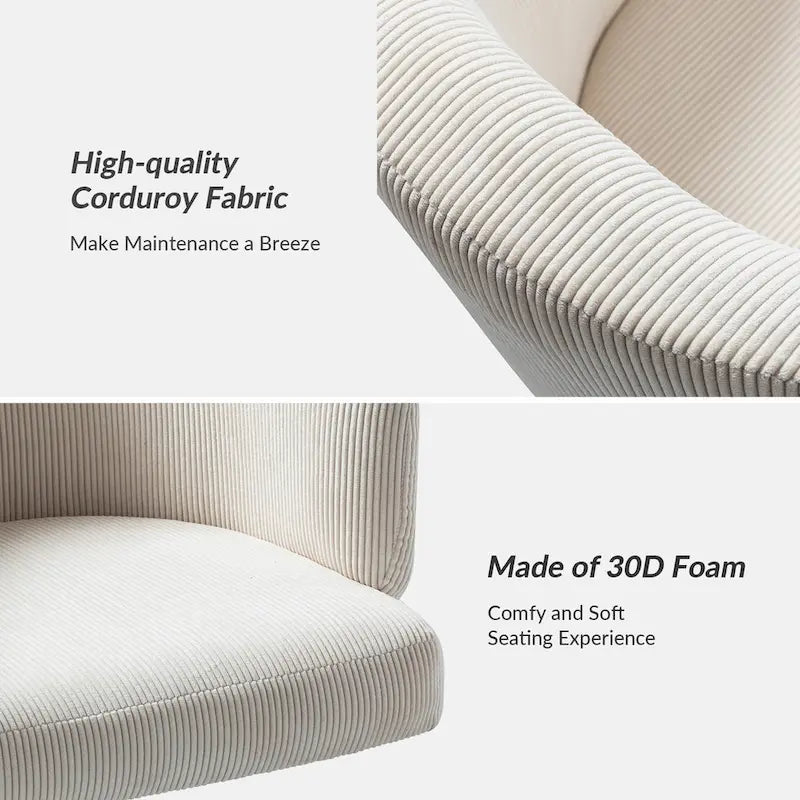 Astore Modern Corduroy Ergonomic Barrel Swivel Office Chair with Height-Adjustable by HULALA HOME