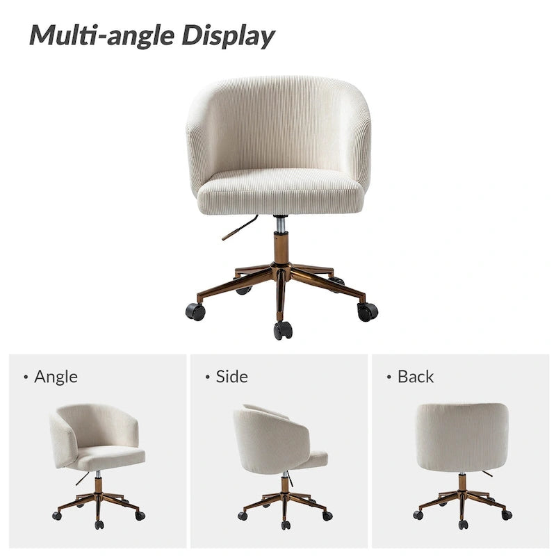 Astore Modern Corduroy Ergonomic Barrel Swivel Office Chair with Height-Adjustable by HULALA HOME