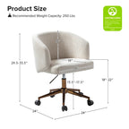 Astore Modern Corduroy Ergonomic Barrel Swivel Office Chair with Height-Adjustable by HULALA HOME