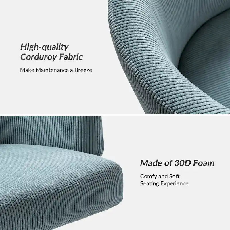 Astore Modern Corduroy Ergonomic Barrel Swivel Office Chair with Height-Adjustable by HULALA HOME
