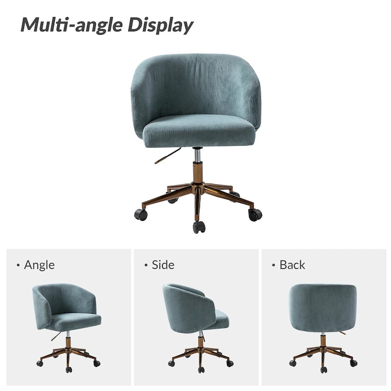 Astore Modern Corduroy Ergonomic Barrel Swivel Office Chair with Height-Adjustable by HULALA HOME