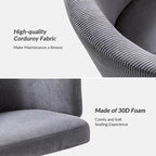 Astore Modern Corduroy Ergonomic Barrel Swivel Office Chair with Height-Adjustable by HULALA HOME