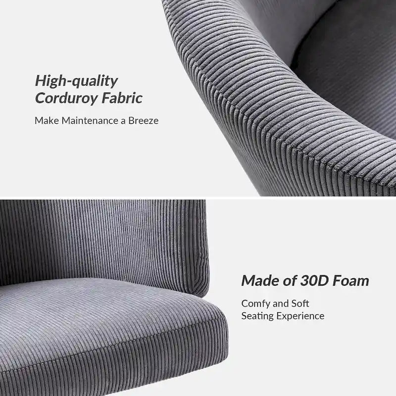 Astore Modern Corduroy Ergonomic Barrel Swivel Office Chair with Height-Adjustable by HULALA HOME