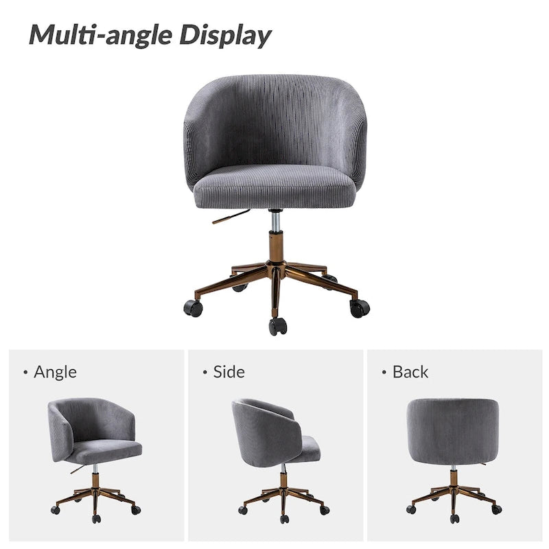 Astore Modern Corduroy Ergonomic Barrel Swivel Office Chair with Height-Adjustable by HULALA HOME