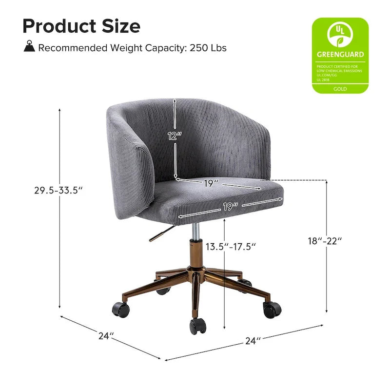 Astore Modern Corduroy Ergonomic Barrel Swivel Office Chair with Height-Adjustable by HULALA HOME
