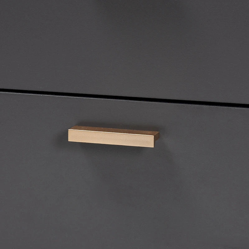 Kelson Modern Dark Grey and Gold Finished Wood 2-Drawer Nightstand