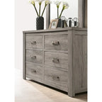 Roundhill Furniture Floren Contemporary Weathered Gray Wood Bedroom Set, Panel Bed, Dresser, Mirror, Nightstand, Chest