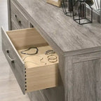 Roundhill Furniture Floren Contemporary Weathered Gray Wood Bedroom Set, Panel Bed, Dresser, Mirror, Nightstand, Chest
