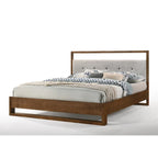 Modrest Falcor Modern Grey Fabric Walnut Bed