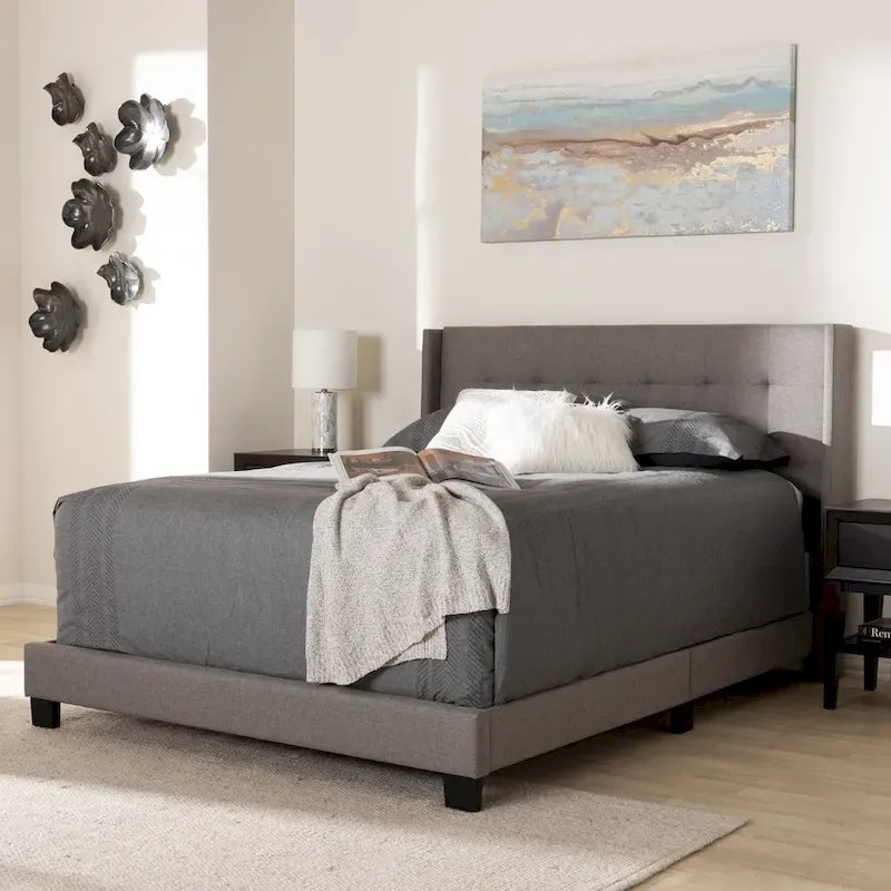 Contemporary Tufted Fabric Bed by Baxton Studio
